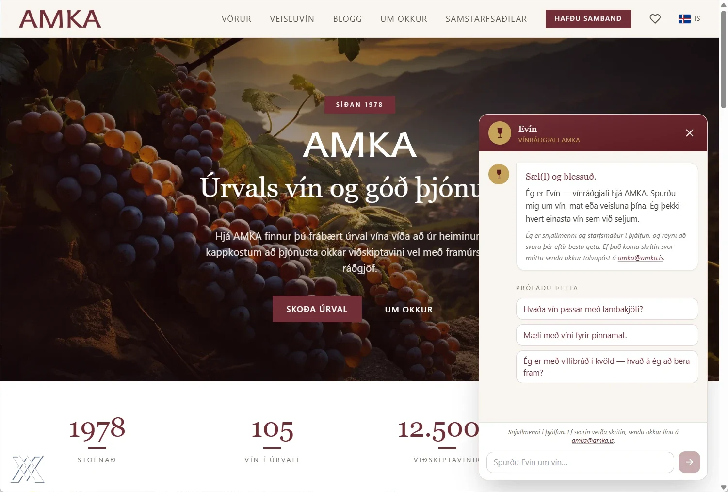 Skjáskot af vefnum amka.is