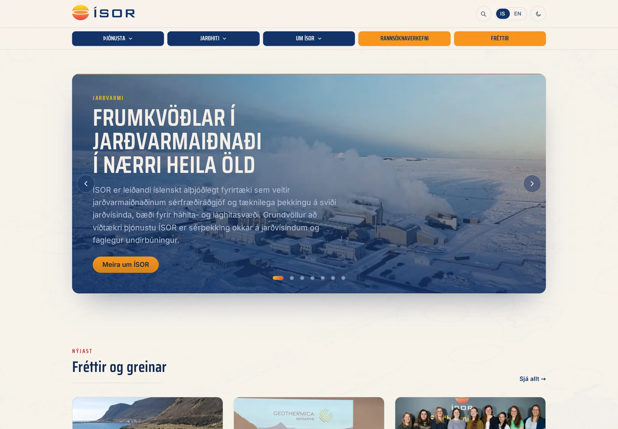 Screenshot of the isor.is website