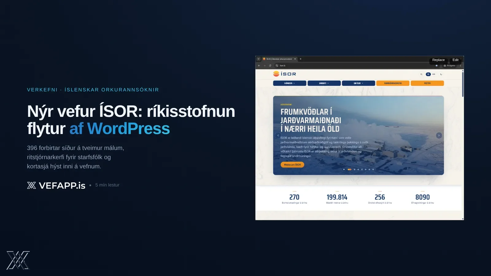 Forsíða nýja isor.is á tölvuskjá